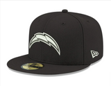 Los Angeles Chargers Fitted New Era Black White Cap Hat