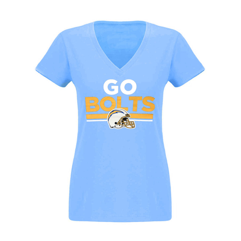 Los Angeles Chargers Womens V-Neck Fanatics Wildcat T-Shirt Sky Blue - THE 4TH QUARTER