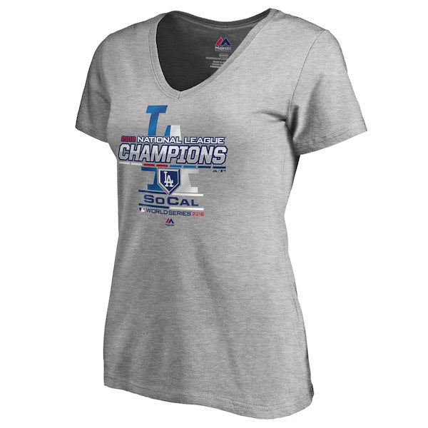 Los Angeles Dodgers Womens T-Shirt 2018 Majestic National League Champions Locker Room - THE 4TH QUARTER