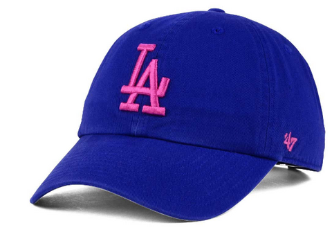 Los Angeles Dodgers Strapback '47 Brand Clean Up Adjustable Cap Hat Blue Pink - THE 4TH QUARTER