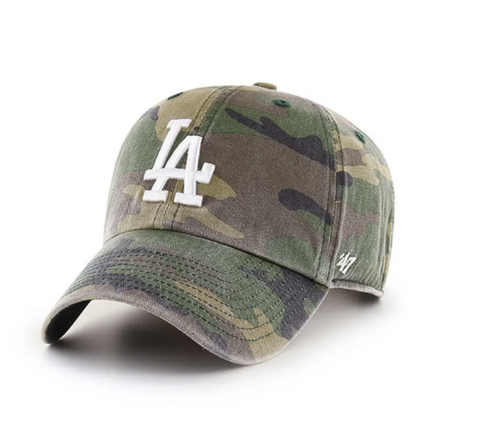 Los Angeles Dodgers Strapback Adjustable '47 Brand Clean Up Cap Hat Camo