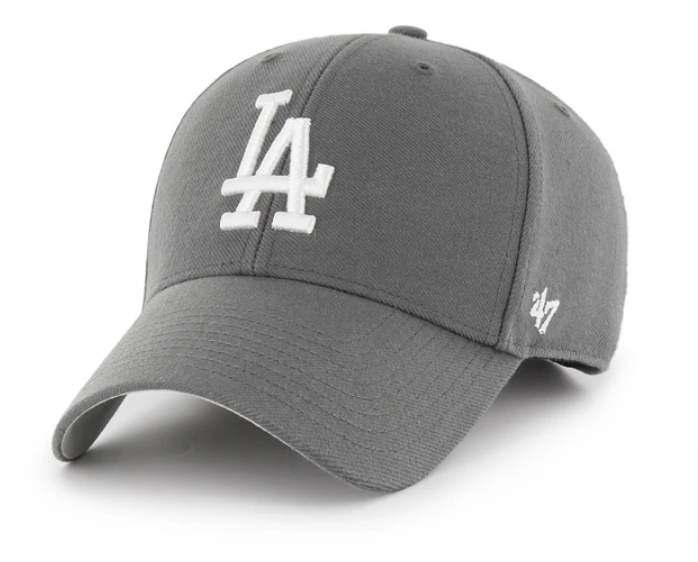 Los Angeles Dodgers Adjustable '47 Brand MVP Cap Hat Velcro Charcoal Grey - THE 4TH QUARTER