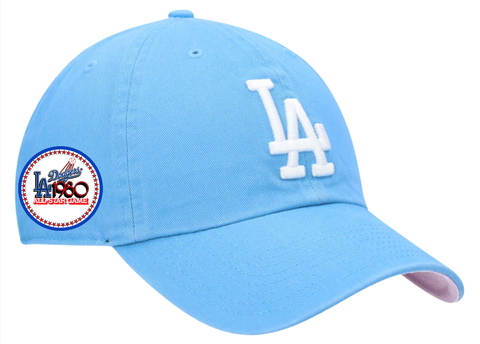 Los Angeles Dodgers Strapback '47 Brand Clean Up 1980 All Star Game Adjustable Cap Hat Sky Pink UV