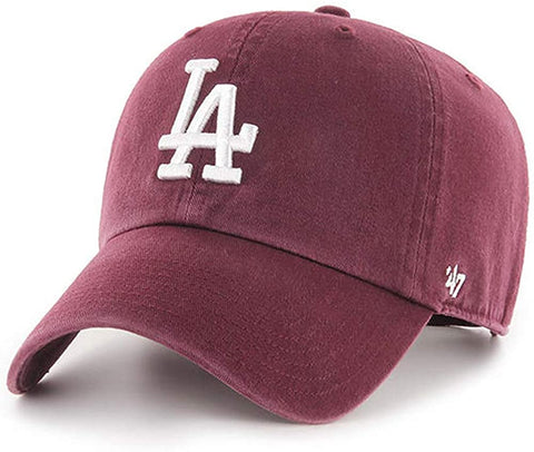 Los Angeles Dodgers Strapback '47 Brand Clean Up Adjustable Cap Hat Maroon