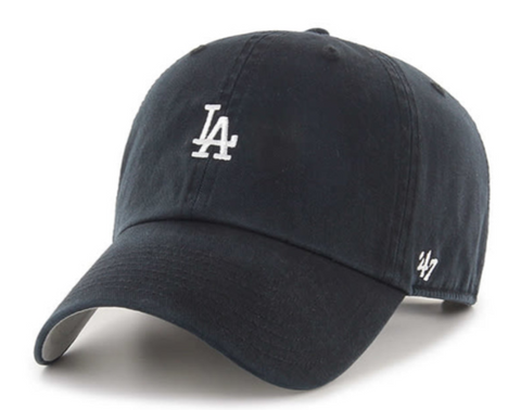 Los Angeles Dodgers Strapback '47 Brand Clean Up Adjustable Cap Hat Small Logo Black