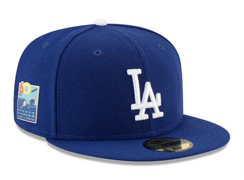 Los Angeles Dodgers Kids Fitted New Era 59Fifty 1962-2022 Stadium 60th Anniversary Side Patch Blue Hat Cap