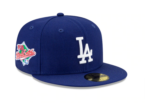 Los Angeles Dodgers Fitted New Era 59Fifty Blue 1988 World Series Hat Cap Grey UV
