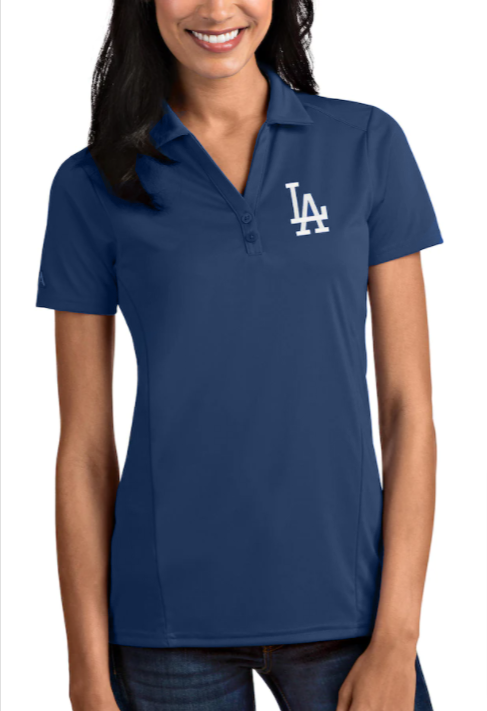 Los Angeles Dodgers Women's Antigua Tribute Polo Navy Blue - THE 4TH QUARTER