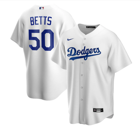 Los Angeles Dodgers Men's #50 Mookie Betts White Jersey