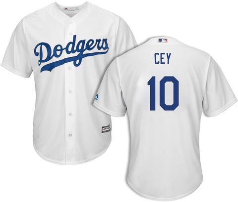 Los Angeles Dodgers Mens Jersey Majestic Throwback #10 Cey Replica Jersey White