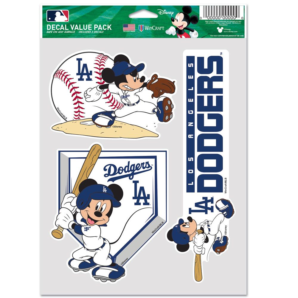 Los Angeles Dodgers Decal Disney Mickey 3 Pack Sticker - THE 4TH QUARTER