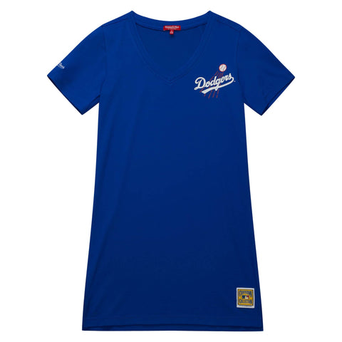 Los Angeles Dodgers Womens Dress Mitchell & Ness Fitted Short Sleeve Blue