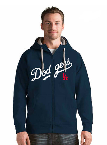 Los Angeles Dodgers Mens Antigua Full Zip Hooded Sweatshirt Navy