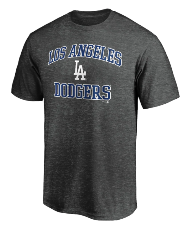 Los Angeles Dodgers Mens T-Shirt Fanatics Heart & Soul Charcoal - THE 4TH QUARTER