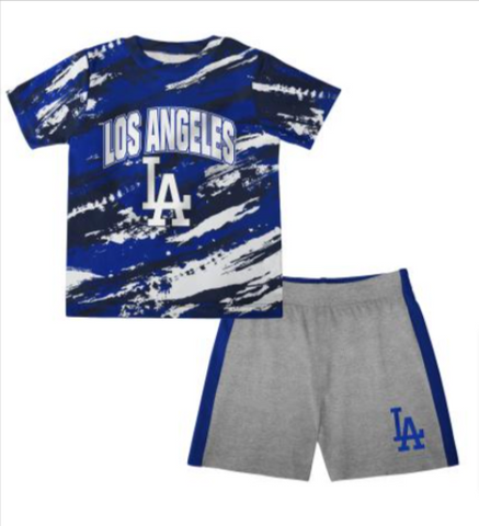 Los Angeles Dodgers Toddler (2T-4T) Stealing Homebase T-Shirt & Shorts 2 Piece Set