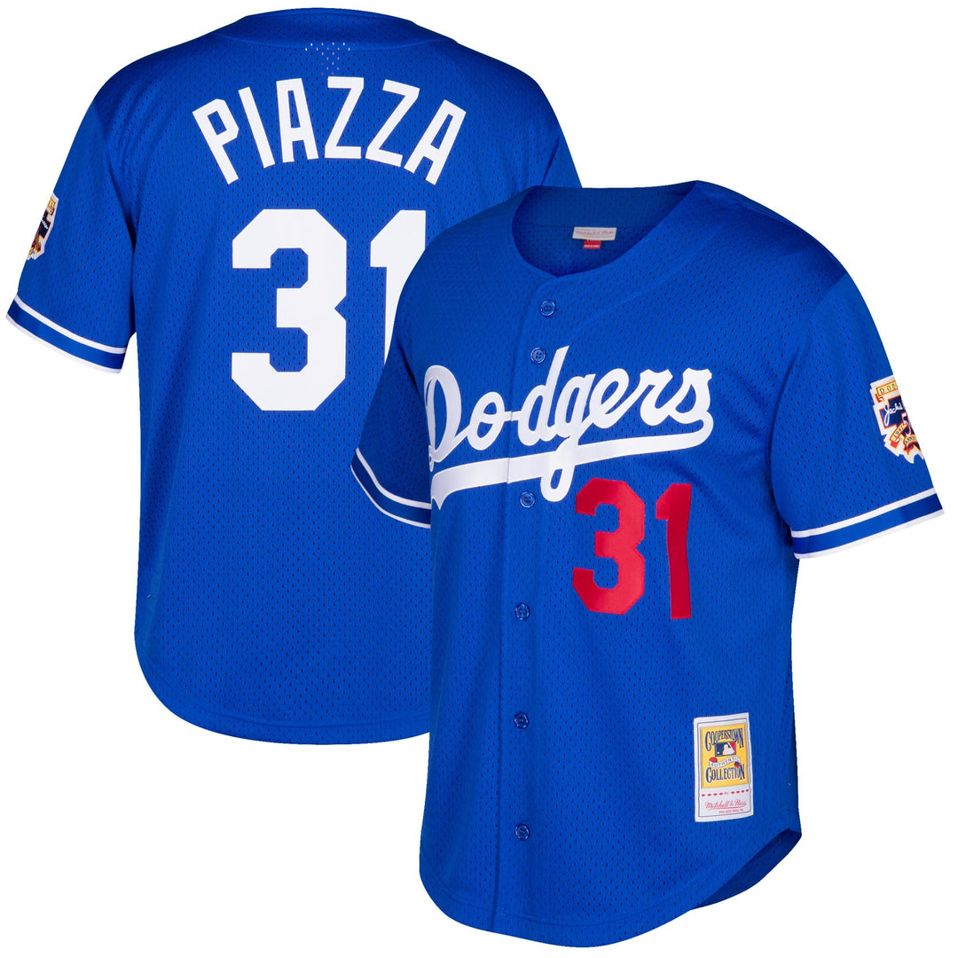 Los Angeles Dodgers Youth Jersey Mitchell & Ness #31 Mike Piazza Cooperstown Mesh Batting Practice Blue - THE 4TH QUARTER