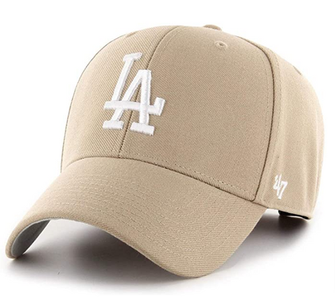 Los Angeles Dodgers Adjustable '47 Brand MVP Cap Hat Velcro Khaki Tan
