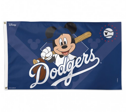 Los Angeles Dodgers Bar Home Decor Flag Mickey Mouse Deluxe 3' X 5'
