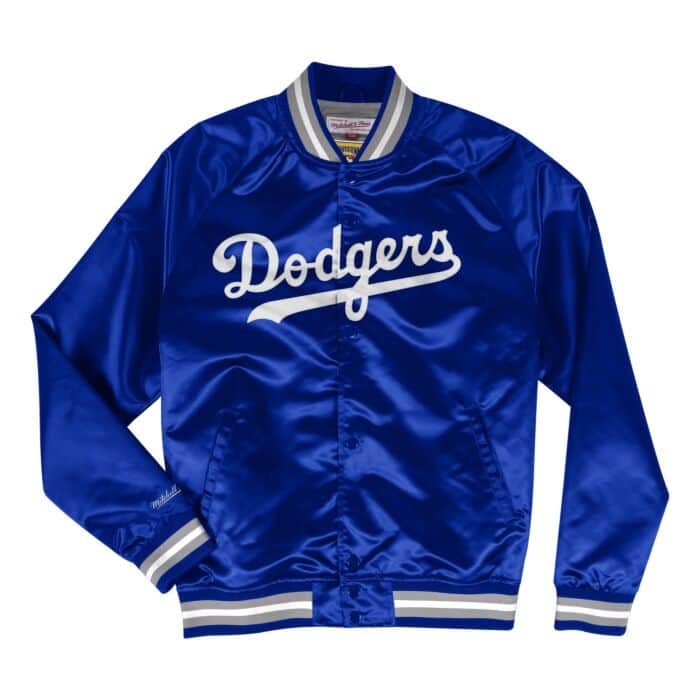 Los Angeles Dodgers Mens Jacket Mitchell & Ness Light Satin Blue - THE 4TH QUARTER