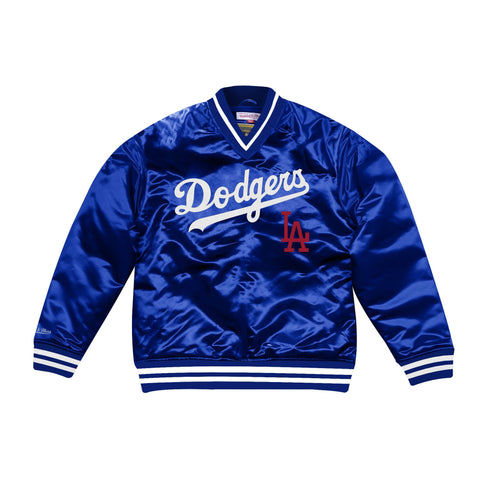 Los Angeles Dodgers Mens Jacket Pullover Mitchell & Ness Satin Blue