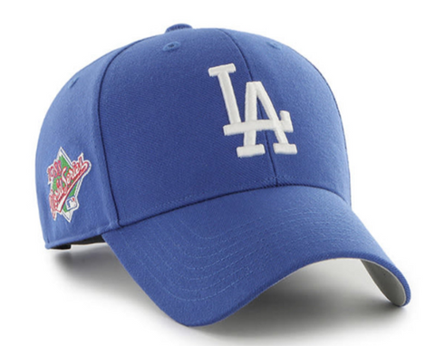 Los Angeles Dodgers Adjustable '47 Brand Basic MVP 1988 WS Patch Cap Hat Blue