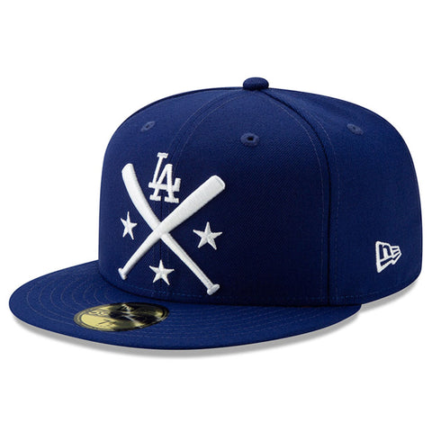 Los Angeles Dodgers Fitted New Era 59Fifty Workout Blue Cap Hat Grey UV