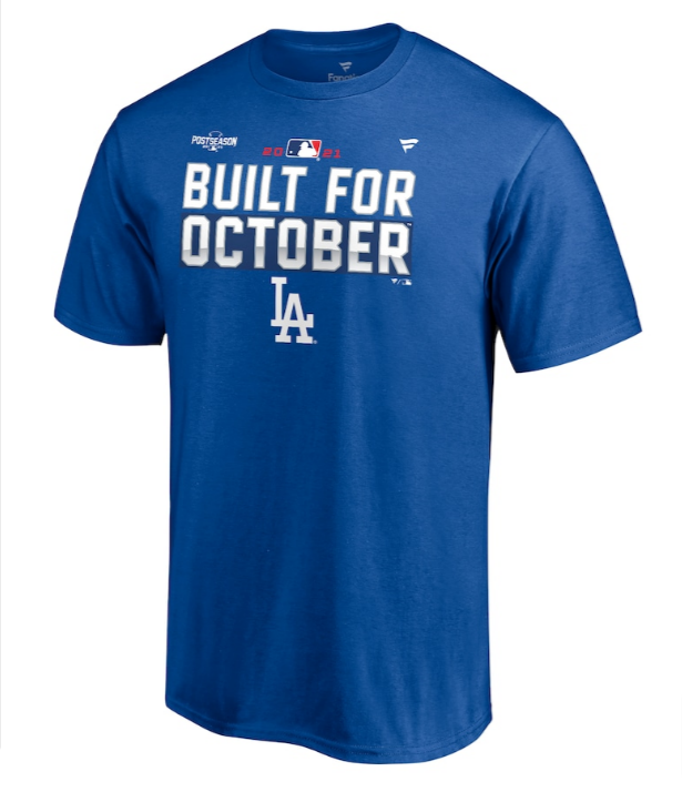 Los Angeles Dodgers Mens T-Shirt Fanatics 2021 Postseason Locker Room - THE 4TH QUARTER