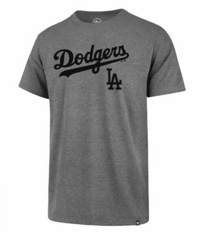 Los Angeles Dodgers Mens T-Shirt '47 Brand Wordmark LA Grey Pregame Tee