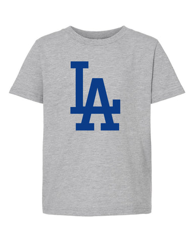 Los Angeles Dodgers Youth Tee LA Logo T-Shirt Grey