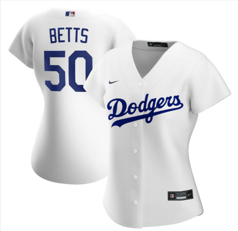 Los Angeles Dodgers Womens Jersey #50 Betts White Home Replica