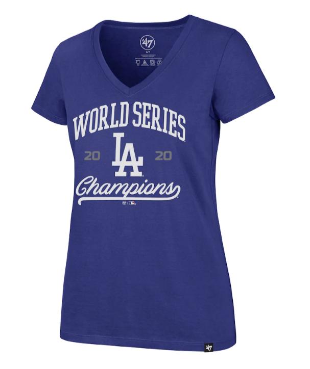 Dodgers Womens '47 Brand World Series Champions Rival V-Neck T-Shirt - THE 4TH QUARTER