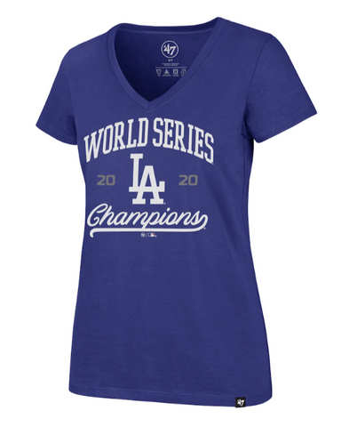 Dodgers Womens '47 Brand World Series Champions Rival V-Neck T-Shirt