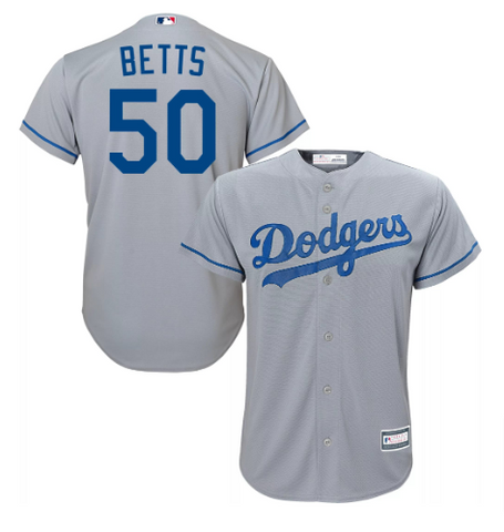 Los Angeles Dodgers Youth (8-20) Jersey #50 Mookie Betts Outerstuff Replica Cool Base Grey
