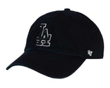 Los Angeles Dodgers Strapback '47 Brand Clean Up Adjustable Cap Hat BLWO Black - THE 4TH QUARTER