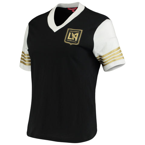 Los Angeles FC Womens T-Shirt Mitchell & Ness Black MVP Short Sleeve V-Neck