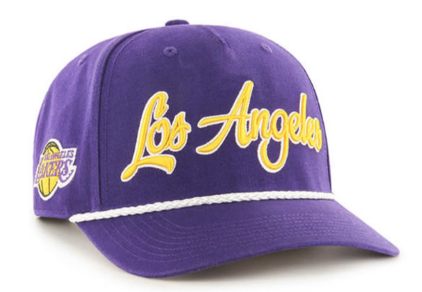 Los Angeles Lakers Snapback Adjustable '47 Brand MVP Overhand Script Cap Hat Purple - THE 4TH QUARTER