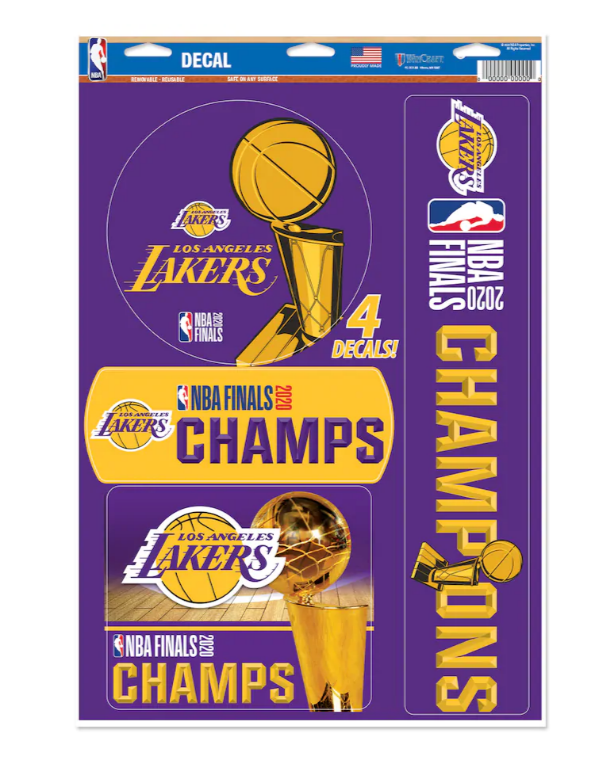 Los Angeles Lakers Decal 2020 NBA Finals Champions 11''x 17'' Multi-Use 4-Pack - THE 4TH QUARTER