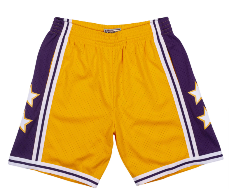 Los Angeles Lakers Mens Mitchell & Ness Swingman 1972 All-Star West Shorts Yellow - THE 4TH QUARTER