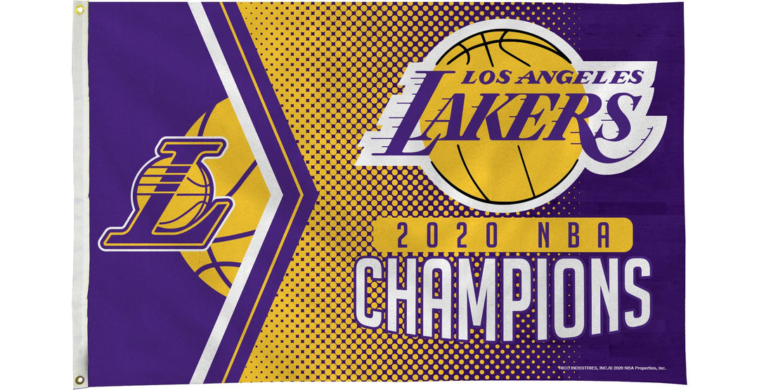 Los Angeles Lakers 2020 NBA Champions 3" x 5" Banner Flag - THE 4TH QUARTER