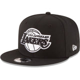 Los Angeles Lakers Snapback New Era Black & White Logo Cap Hat Black - THE 4TH QUARTER
