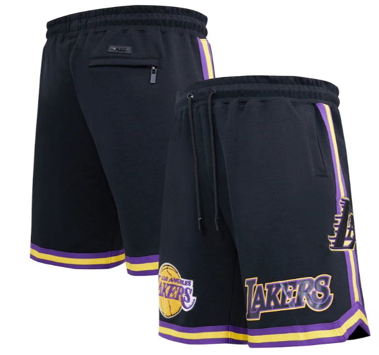 Los Angeles Lakers Mens Pro Standard Chenille Shorts Black - THE 4TH QUARTER