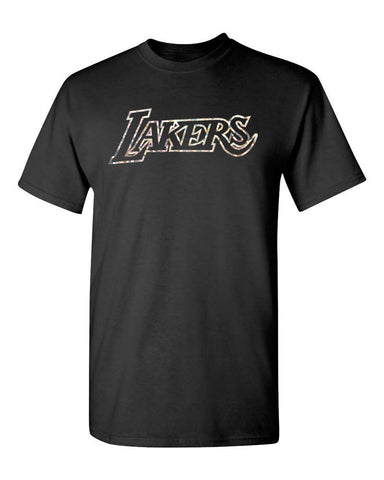 Los Angeles Lakers Mens T-Shirt Mitchell & Ness Cracked Ice Tee Black
