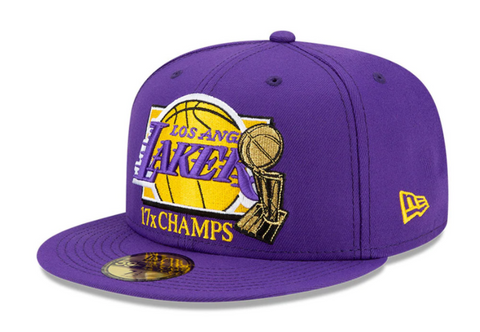Los Angeles Lakers Fitted New Era 59Fifty Multi Champs Trophy Purple Hat