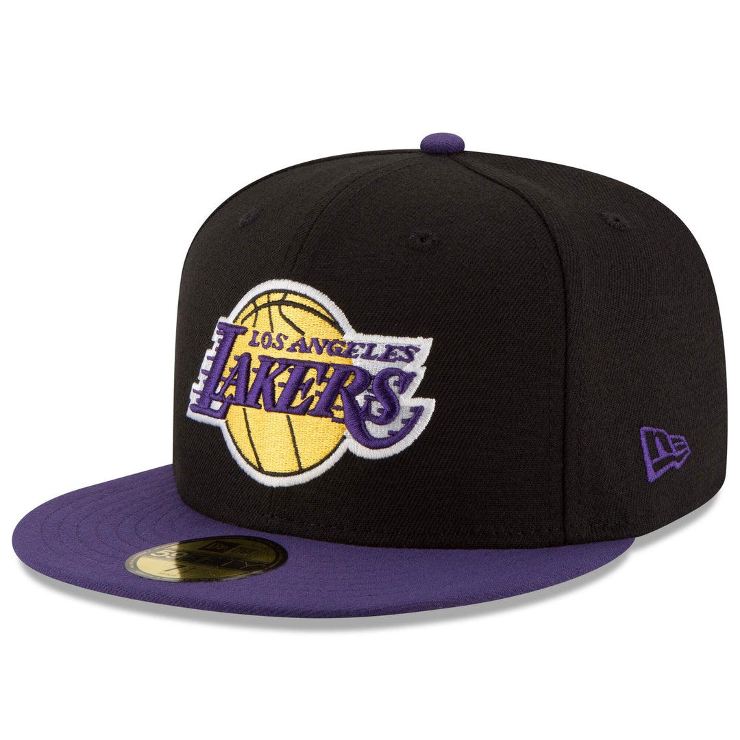 Los Angeles Lakers Fitted New Era 59FIFTY Logo Black Purple Cap Hat - THE 4TH QUARTER