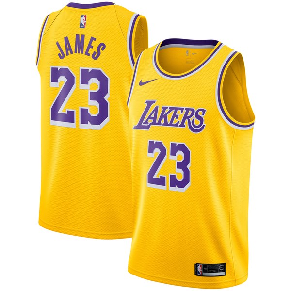 Los Angeles Lakers Mens Jersey LeBron James #23 Swingman Gold - THE 4TH QUARTER