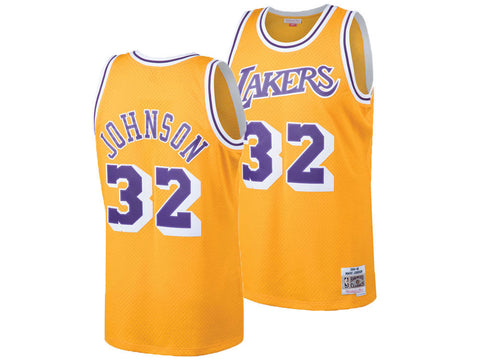 Los Angeles Lakers Mens Jersey Mitchell & Ness 84-85 #32 Magic Johnson Swingman Yellow - THE 4TH QUARTER