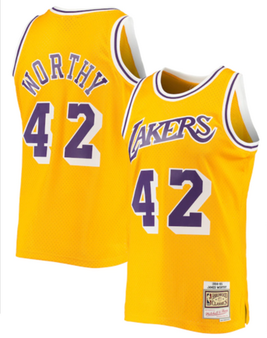 Los Angeles Lakers Mitchell & Ness James Worthy 84-85  Jersey Yellow - THE 4TH QUARTER