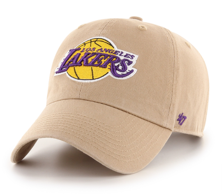 Los Angeles Lakers Strapback '47 Brand Khaki Clean Up Adjustable Cap Hat - THE 4TH QUARTER