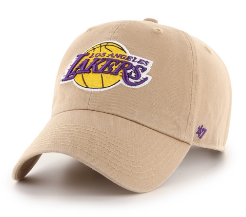 Los Angeles Lakers Strapback '47 Brand Khaki Clean Up Adjustable Cap Hat