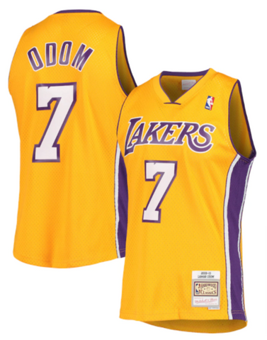 Los Angeles Lakers Mens Mitchell & Ness #7 Lamar Odom '09-'10 Jersey Yellow